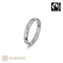 Fairtrade Gold Ring – 750 ‰ (18kt) White Gold with Colored Diamonds