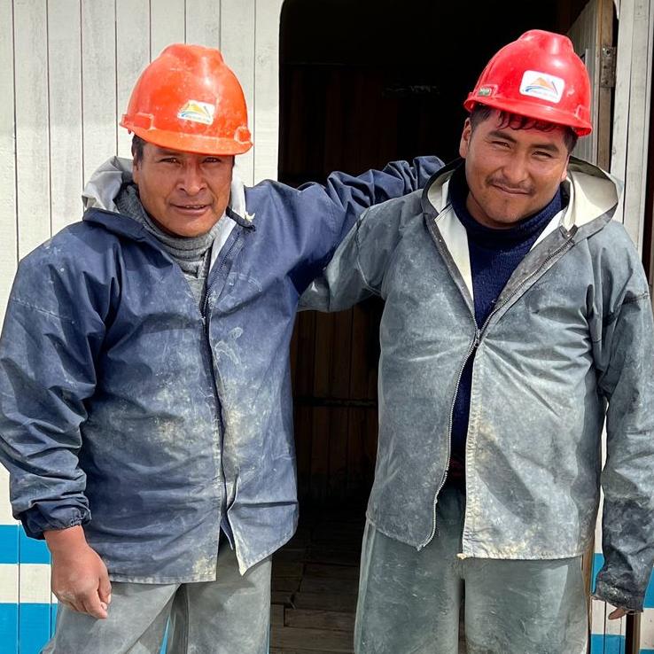 Two Miners at Oro Puna Mine in Peru We Care about People We pay small-scale mines fair prices for mined gold.